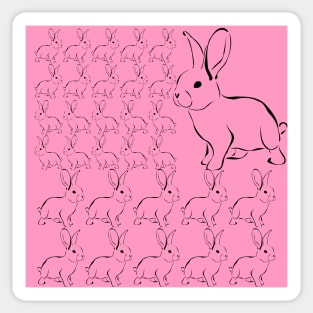 Rose Pink Bunny Rabbits Sticker